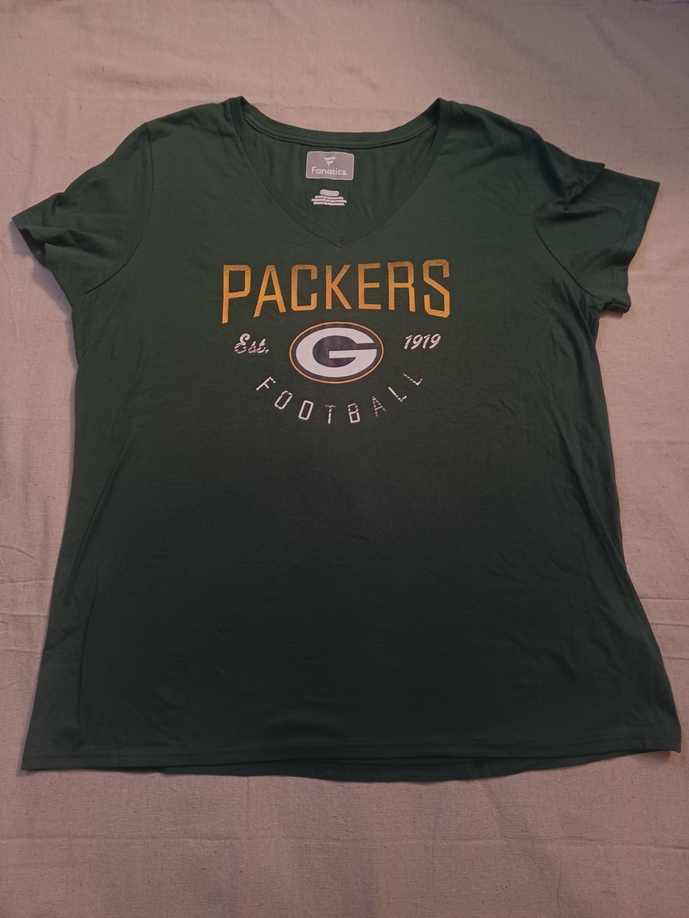 Fanatics Green Bay Packers V-Neck Tee Women's Size XL